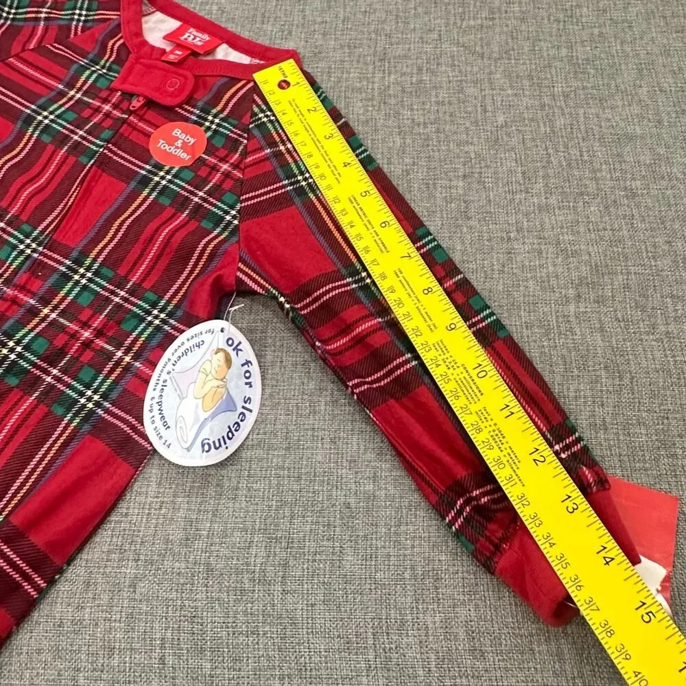 NEW! Baby‎ Family PJ'S Macy's Plaid  Red Green 24 Months Footed One Piece